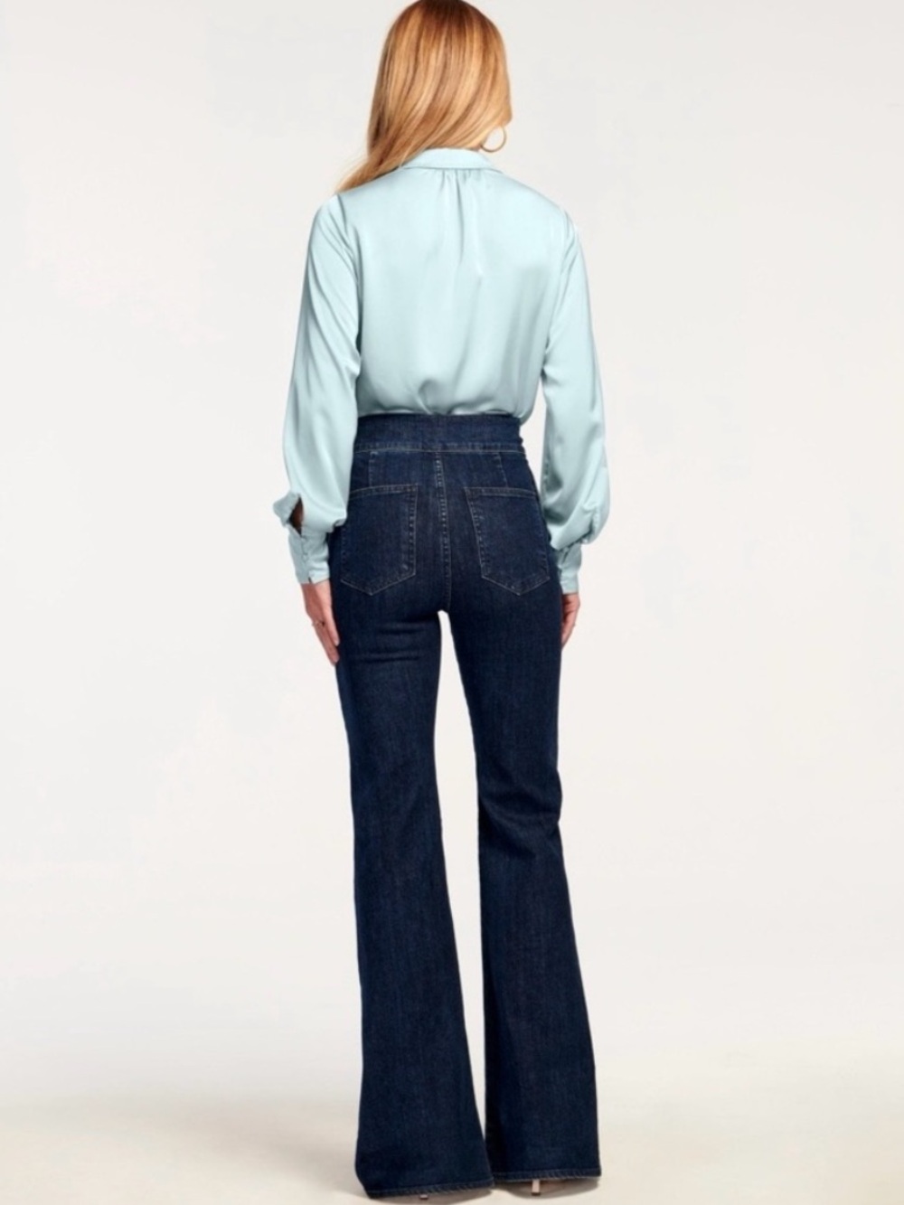 Ramy Brook Romee High Waisted Flare Jeans Dark Wash Blue Cotton Denim Size 24 - Picture 2 of 14